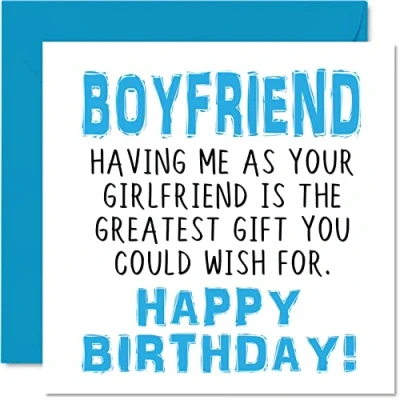 Imagen de Divertidas tarjetas de cumpleaños para novio Having Me As Your Girlfriend Greatest Gift Wish Tarjeta feliz novia pareja, regalos bromas, felicitación