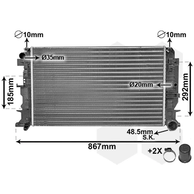 Imagen de VAN WEZEL *** IR PLUS 58002271 Radiador, refrigeración del motor Aluminio 680 385 25 con accesorios Aletas unidas mecánicamente