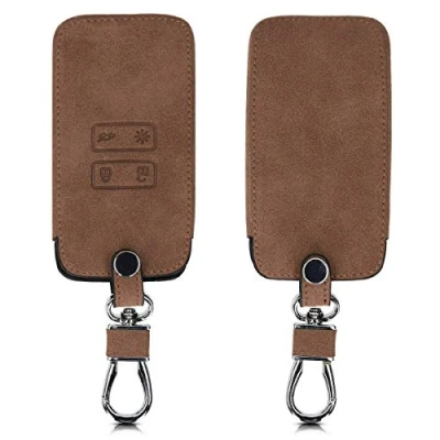 Imagen de kwmobile Funda Compatible con Renault Llave de Coche Smart Key 4 Botones (Solo Keyless Go) Carcasa Ante sintético Protector para Mando en marrón
