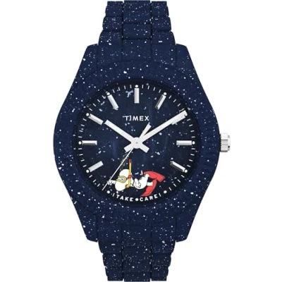 Imagen de Timex Peanuts Reloj de 41 mm para hombre, correa azul, esfera caja azul TW2V53300