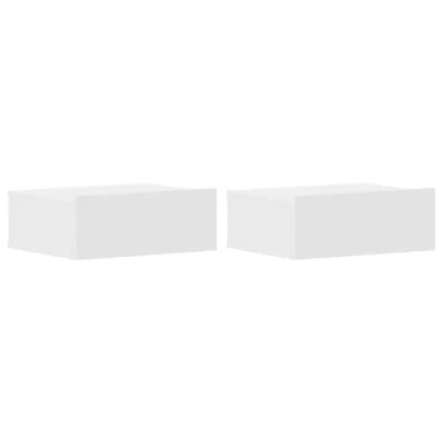 Imagen de vidaXL 2X Mesita de Noche Flotante Madera Contrachapada Blanco 40x30x15 cm Mesilla Cama