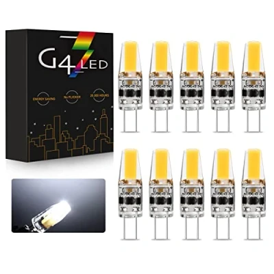 Imagen de G4 LED Bombilla, 3W Lámparas 270LM Blanco frío 6000K, Equivalente a lámpara halógena de 30W, AC/DC 12 24V, Regulable, Sin parpadeo, Paquete 10