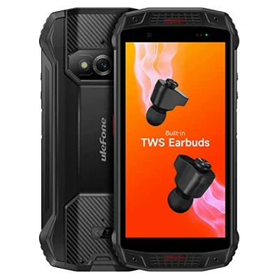 Imagen de Ulefone Smartphone Resistente Armor 15 (Auriculares TWS Integrados), Android 12, Altavoces Estéreo Dobles, 5,45&#039;&#039; HD+ IP68 Teléfono Antigolpes, Helio G35 6GB+128GB, 16MP+13MP+12MP, GPS NFC FM Negro