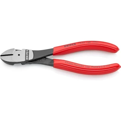 Imagen de Knipex Alicates de corte diagonal fuerza negro atramentado, recubiertos plástico 160 mm (cartulina autoservicio/blíster) 74 01 SB