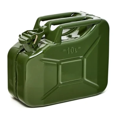 Imagen de BW© Bidón de combustible metal, 10 litros, color verde oliva, RAL 6003, certificado TÜV y homologación UN, fabricado en Europa