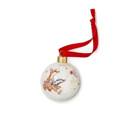 Imagen de Royal Worcester Wrendale Designs Bola de cerámica anual Star of Wonder edición limitada 2022, color blanco