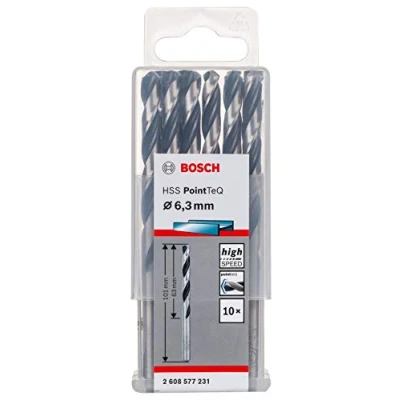 Imagen de Bosch Professional 10 brocas helicoidales HSS PointTeQ, para metal, 6.3 x 63 101 mm, accesorio de taladro