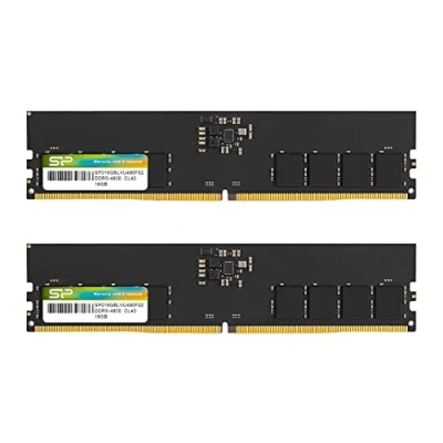 Imagen de Silicon Power DDR5 32 GB (16 GBx2) 4800 MHz (PC5 38400) 288 pines CL40 1.1 V UDIMM memoria RAM para computadora de escritorio SP032GBLVU480F22