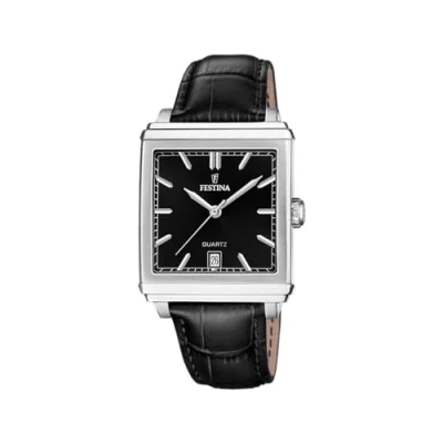 Imagen de Festina Reloj Hombre F20681/6 On The Square Caja de Acero Inoxidable 316l Plateado Correa Cuero Negro