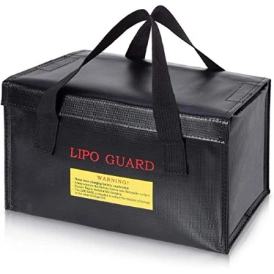 Imagen de YUNIQUE Espana Bolsa ignífuga Ideal para Cargar baterías Lipo Resistente al Fuego Medida 26 x 13 15 Cm Color Negro