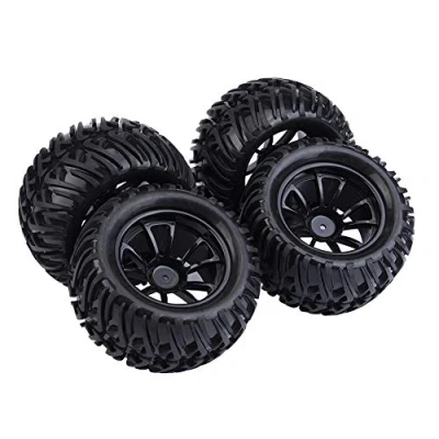 Imagen de Dilwe RC Neum¨¢tico de Coche, 4 Pcs Y Forma Patr¨®n Goma con Ejes para 1/10 Escala Truck Car(10 Hoyos)