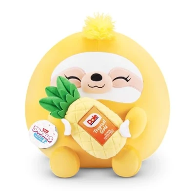 Imagen de Snackles Serie 2 de 40 cm ZURU muñeco blandito y achuchable Peluche con Accesorio Snack Marca Licencia, Sloth (Dole, Pineapple)