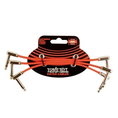 Imagen de Ernie Ball Cable de conexión plano para pedales, 15,2 cm, 3 unidades, color rojo