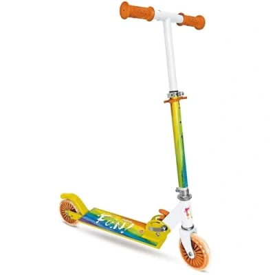 Imagen de Mondo Toys 28718 Patinete de 2 Ruedas Plegable Aluminio con Plataforma Extra Agarre y Manillar Ajustable para niño niña del Mundo arcoíris