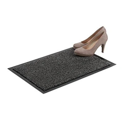 Imagen de Relaxdays Felpudo para Entrada Antideslizante Clásico, Polipropileno PVC, Gris, 40 x 60 cm