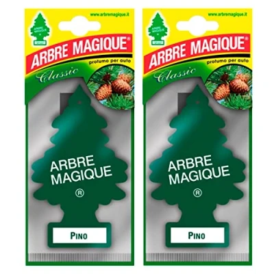 Imagen de Arbre Magique Mono, ambientador para coche, fragancia de pino, envolvente y fresca, duración hasta 7 semanas, fabricado en Italia, paquete 2 unidades