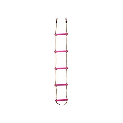 Imagen de OTITU Escalera De Cuerda para Niños Colgante Niños, Escalada con 5 Peldaños Madera Juguete Equipo Juego Jardín Rosa