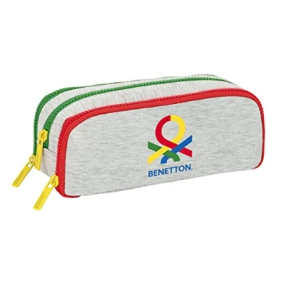 Imagen de Safta Benetton Pop Portatodo Triple Desplegable, Estuche Infantil, Niño, Ideal para Niños de 5 a 14 Años, Cómodo y Versátil, Calidad Resistencia, 21x8x8 cm, Color Gris