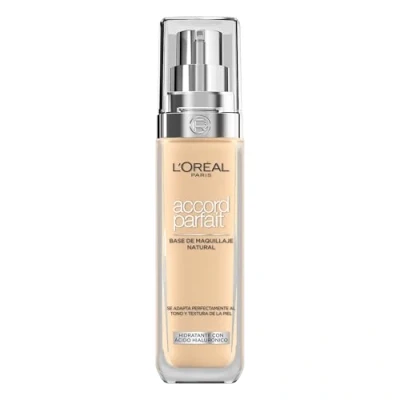 Imagen de L&#039;Oréal Paris Accord Parfait, Base de maquillaje acabado natural con ácido hialurónico, tono piel claro 2D, 30 ml