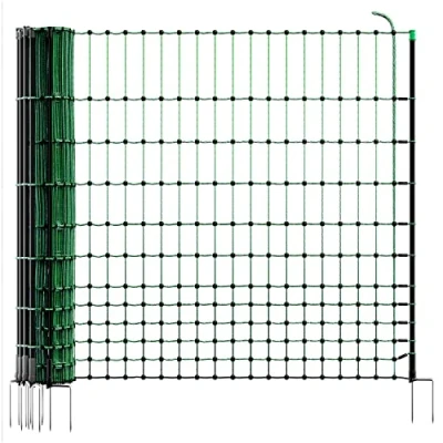 Imagen de VOSS.farming Malla para gallinas “farmNET, Rollo de 25m Longitud y 112cm Altura, 9 Postes con Punta Doble Kit reparación, Verde, no electrificable