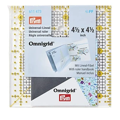 Imagen de Prym Regla Universal de 4,5 x Pulgadas Omnigrid Ruler, Transparent, Black, Yellow, Inch