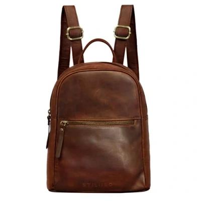 Imagen de STILORD &#039;Scarlett&#039; Mochila Mujer Pequeña Cuero Bolsa de Mano hombro para diario salir o trabajo auténtica piel, Color:roma cognac