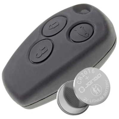 Imagen de Jongo Carcasa de Llave sin Hoja Compatible con Renault Clio 3, Twingo 2, Trafic Master Kangoo 2 1x Pila CR2016 Funda Plip Coche Utilitario Mando a Distancia 3 Botones