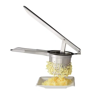 Imagen de Relaxdays Pasapurés, Apto para lavavajillas, Prensa Patatas, Triturador Manual, Acero Inoxidable, 1 Ud., Plateado