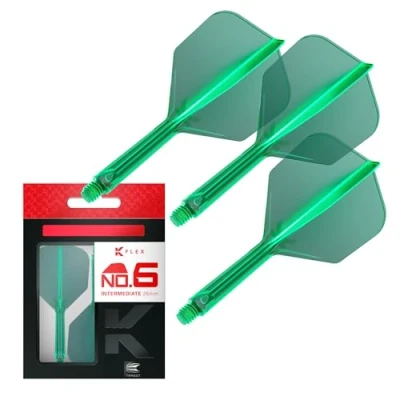 Imagen de Target Darts K Flex Integrated Dart Flight and Shaft, No.6 Verde (Intermedio) Lote de 3 Plumas y Caña para Dardos No 6, Moldeado Precisión 2 en 1 Accesorios Profesionales