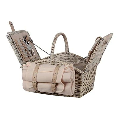 Imagen de Nature by Kolibri Juego de picnic para 2 personas con cesta picnic, manta cubiertos y vajilla