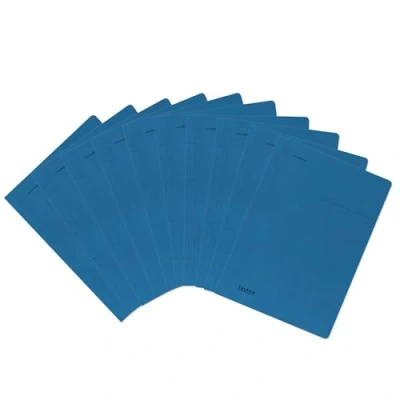 Imagen de Falken Juego de 100 carpetas recicladas DIN A4, color azul, fabricadas en Alemania, ideal para la escuela y universidad