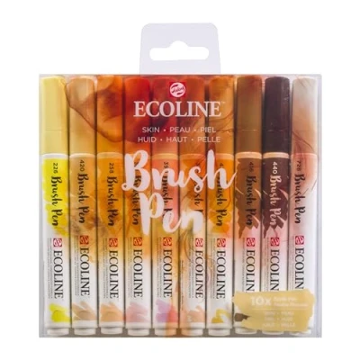 Imagen de Ecoline Brush Pen Set de 10 Rotuladores Acuarela Líquida Tonos Retrato Mezclables para Rotulación a Mano, Dibujo y Manualidades