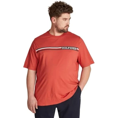 Imagen de Tommy Hilfiger Camiseta de Manga Corta Hombre Chest Stripe con Cuello Redondo, Rojo (Terra Red), XXL