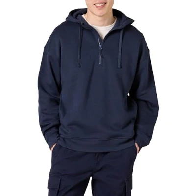 Imagen de Amazon Essentials Sudadera con capucha de corte holgado y cierre corto Hombre, Azul Marino, XS