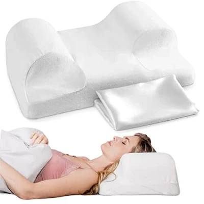 Imagen de YourFacePillow Almohada Viscoelástica con Funda Satén Antiarrugas, Antiedad, Antiacné, Prevención de Arrugas para Dormir Lado y Bocarriba (Almohada Estándar a Medida)