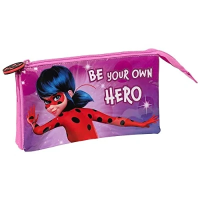 Imagen de Safta Portatodo Triple Ladybug 22X12X3Cm, Dibujo Animado, Multicolor (812202744)