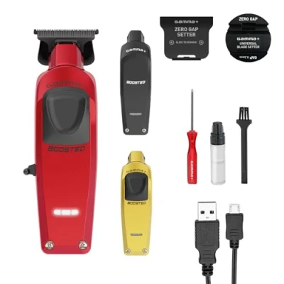 Imagen de Gamma+ Boosted Cortapelos Hombre Profesional, Cortadora de Pelo Motor Rotativo 8.000 Rpm, 120 Mins Autonomía, Cuchilla Ajustable 0 Gap, 3 Carcasas