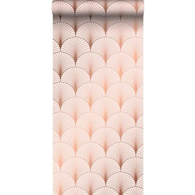 Imagen de ESTAhome papel pintado arte deco rosa suave y oro 139229 0,53 x 10,05 m