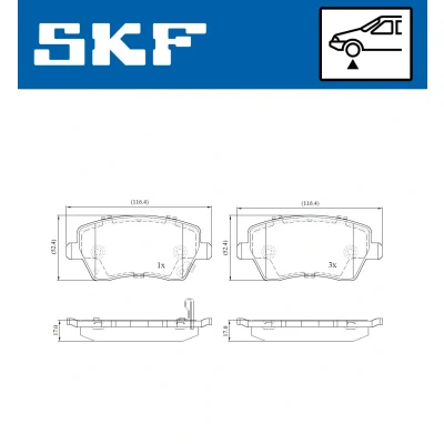 Imagen de SKF VKBP 80128 A Juego de pastillas freno con avisador acústico desgaste accesorios SUZUKI: SWIFT 3, Splash, NISSAN: MICRA 4
