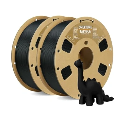 Imagen de OVERTURE Easy PLA Filamento para impresora 3D de 1,75 mm, 2 kg, dureza reforzada PLA, precisión dimensional +/ 0.02 mm la mayoría impresoras FDM (negro + negro)