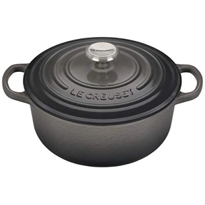 Imagen de Le Creuset Evolution Cocotte con tapa, Redonda, Todas las fuentes de calor incl. inducción, 2,4 l, Hierro fundido, Gris(Flint), 20 cm