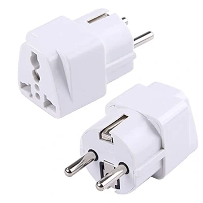 Imagen de EURO To US/UK/AU/Asia Enchufes Convertidor, Adaptador De Enchufe Viaje 2500W, Convertidor Portátil Multifunción Internacional 2Pin/3Pin Universal Socket (Blanco)
