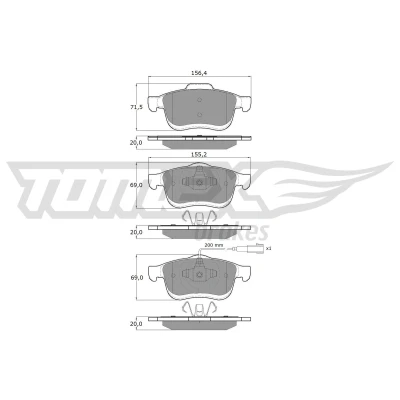 Imagen de TOMEX brakes TX 16 63 Juego de pastillas freno Eje delantero con contacto avisador desgaste FIAT: Doblo I Cargo, II Furgón / Familiar