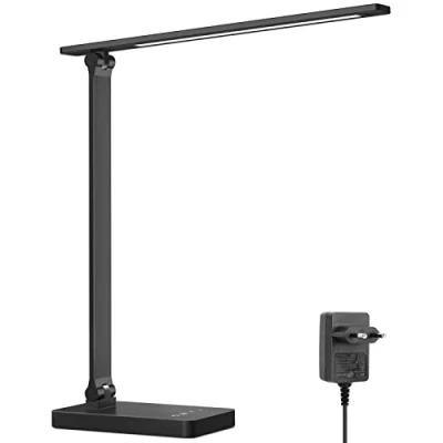 Imagen de Lepro Lámpara LED Escritorio, de Mesa 9,2W, Flexo Escritorio 750LM 5 Color y Nivel Brillo Regulable, Luz Cuidado Ojos para Cama, Oficina, Leer, Estudiar, Relajamiento, Negro