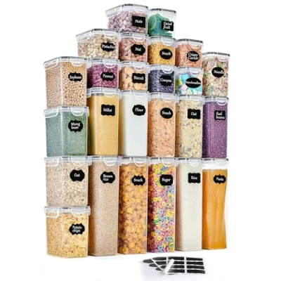 Imagen de GoMaihe Botes Cocina, Juego de 25 Piezas Recipiente Cocina Almacenaje Plástico Alimentos Sellados con Tapa, Se Utiliza para Almacenar Cereales Arroz, Harina, Etc