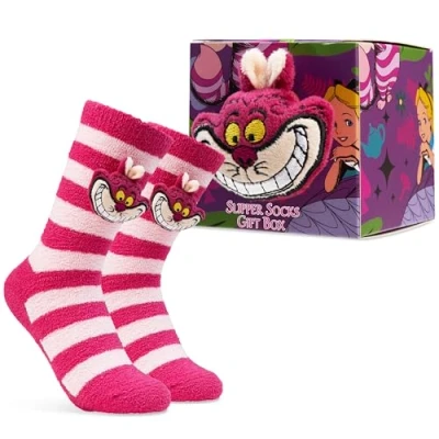 Imagen de Disney Calcetines Antideslizante para Mujer Regalos Mujeres (Rosa Caliente Cheshire Cat)