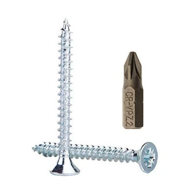Imagen de Lote de 300 tornillos madera acero chapado en zinc, 4,0 x 50 mm, aglomerada, tornillo universal Pozi Drive
