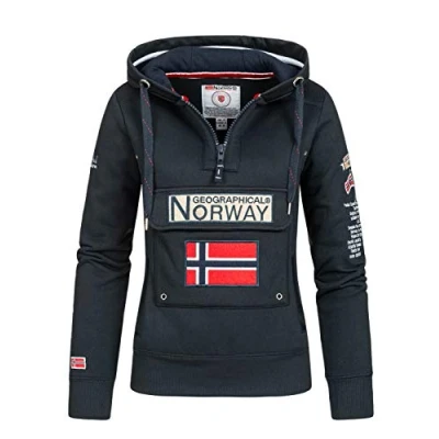 Imagen de Geographical Norway GYMCLASS Lady Sudadera Mujer Bolsillos Kangaroo Caliente Suéter Abrigos Manga Larga Hoodie Tops Casual Abrigo Estilo Azul Marino 2XL Talla 5