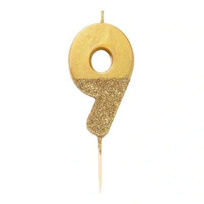 Imagen de We Heart Birthdays Glitter Number Candle 9, Gold