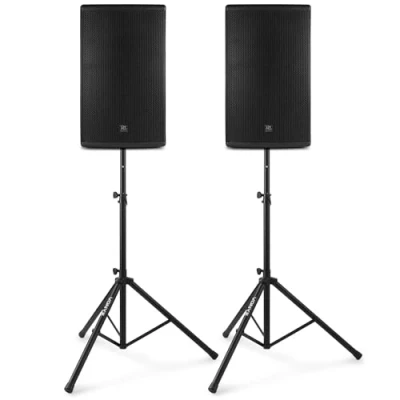 Imagen de Power Dynamics PD415A Pack de Altavoces Activos, 2800 vatios, con Soportes, DSP, Bluetooth, XLR, para megafonía 15&quot; Conjunto estéreo, Sistema